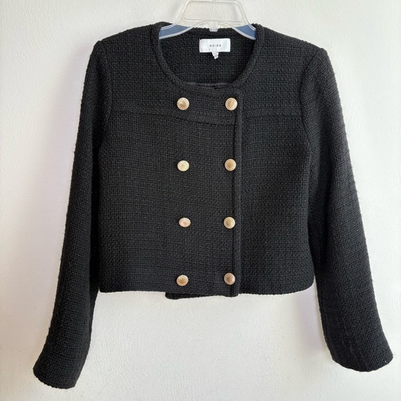 Reiss Jackets & Blazers - REISS Esmie Cropped Jacket Double Breasted Wool Blend Size 6